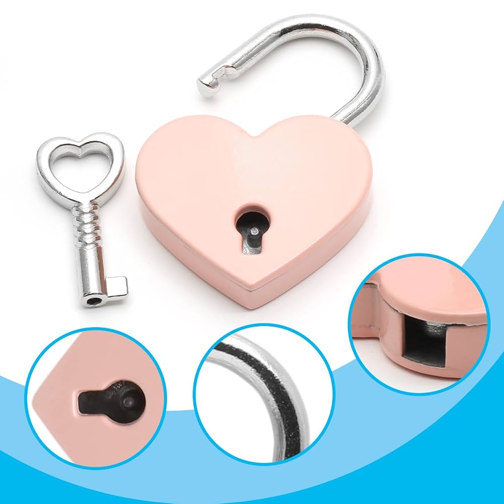 Jiozermi 4 Pcs Pink Padlocks Key Lock with Key, Mini Love